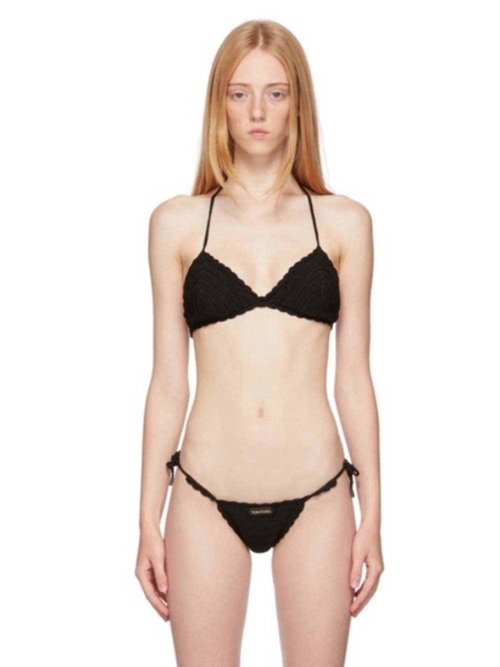 Tom Ford Black Knit Crochet Bikini
